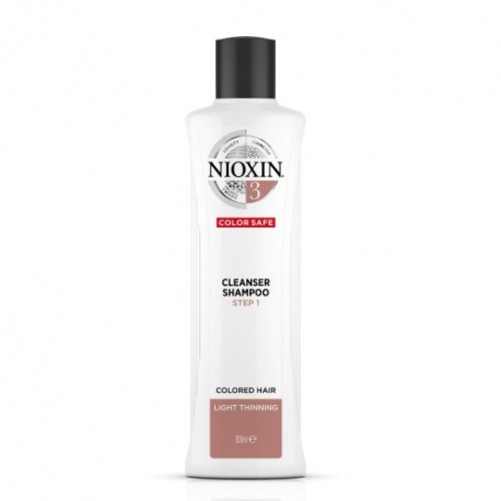 Nioxin SYS3 Cleanser Shampoo Plaukų ir galvos odos šampūnas dažytiems, nestipriai retėjantiems plaukams 300 ML