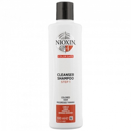 Nioxin SYS4 Cleanser Shampoo Plaukų ir galvos odos šampūnas dažytiems, stipriai retėjantiems plaukams 300 ML